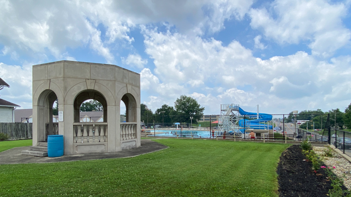 Thornton Park Rosie the Riveter Memorial Garden - Pool in Background